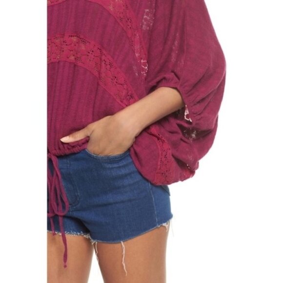 Free People Womens Plum Scoop Neck Knit Dolman Sleeve Pullover Top Sz S New - Picture 5 of 10